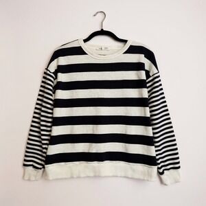 Navy & White Striped Crewneck Sweater By Workshop Republic Clothing Womens L/G C